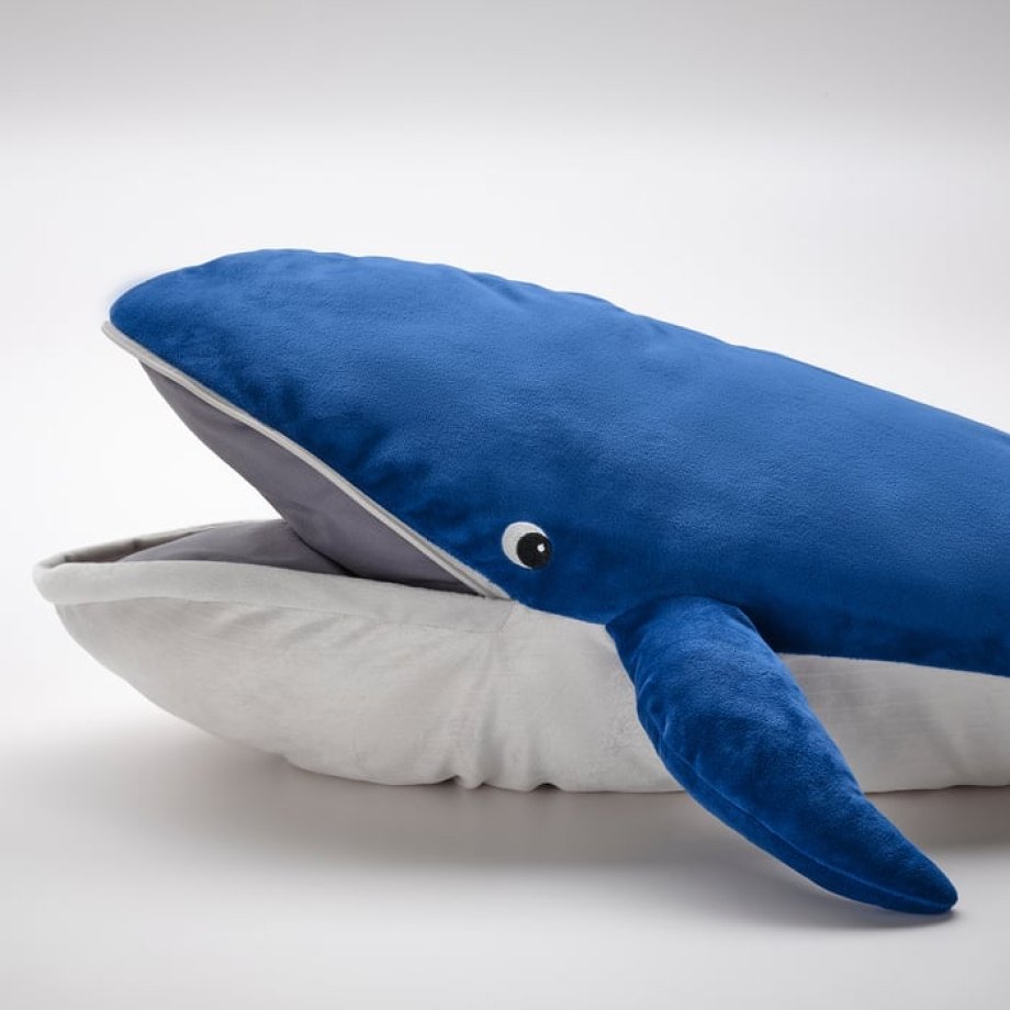 BLÅVINGAD Soft toy, blue whale